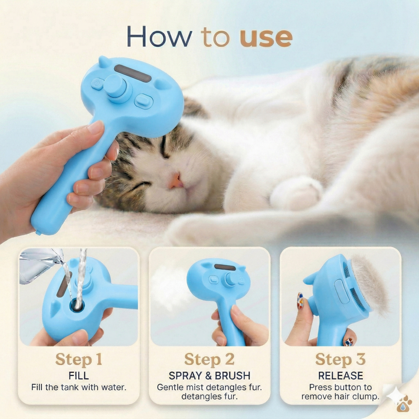 3 in 1 Self-Cleaning Steam Brush