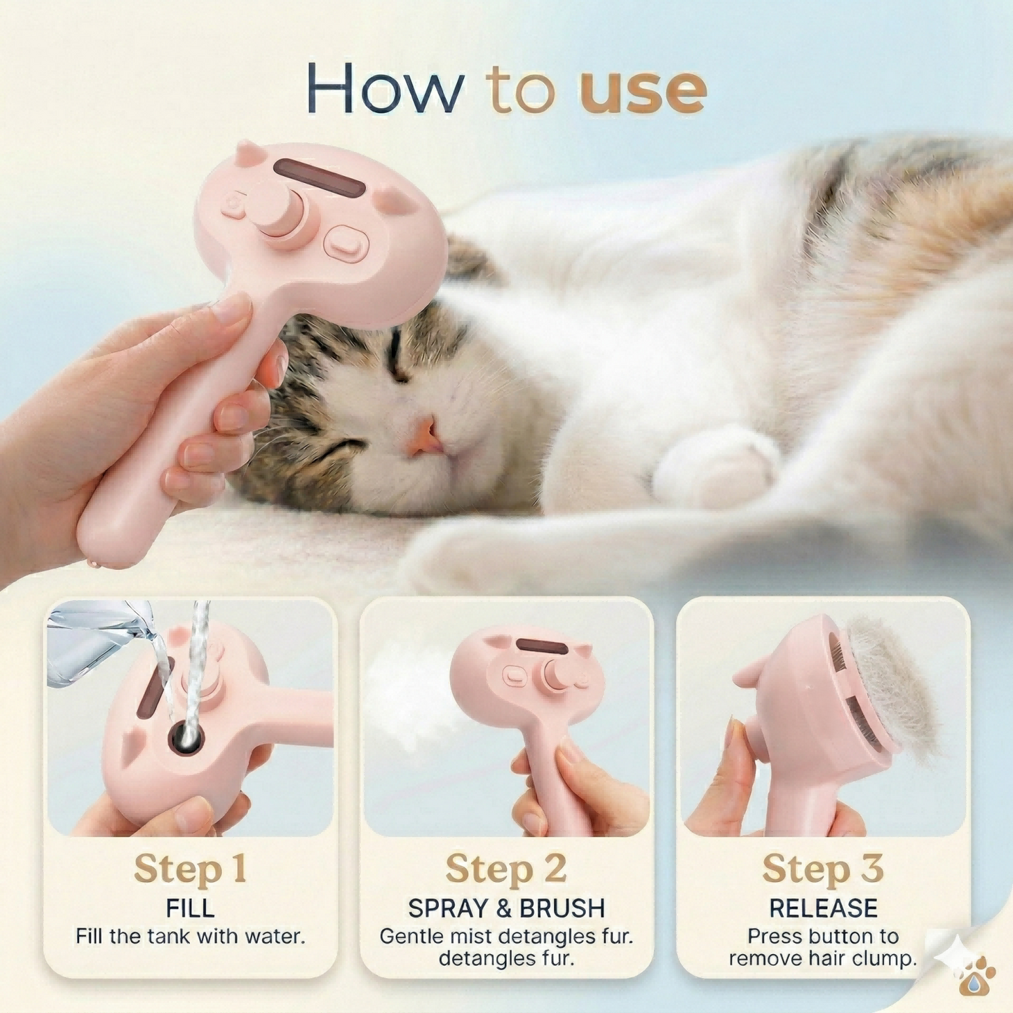 3 in 1 Self-Cleaning Steam Brush