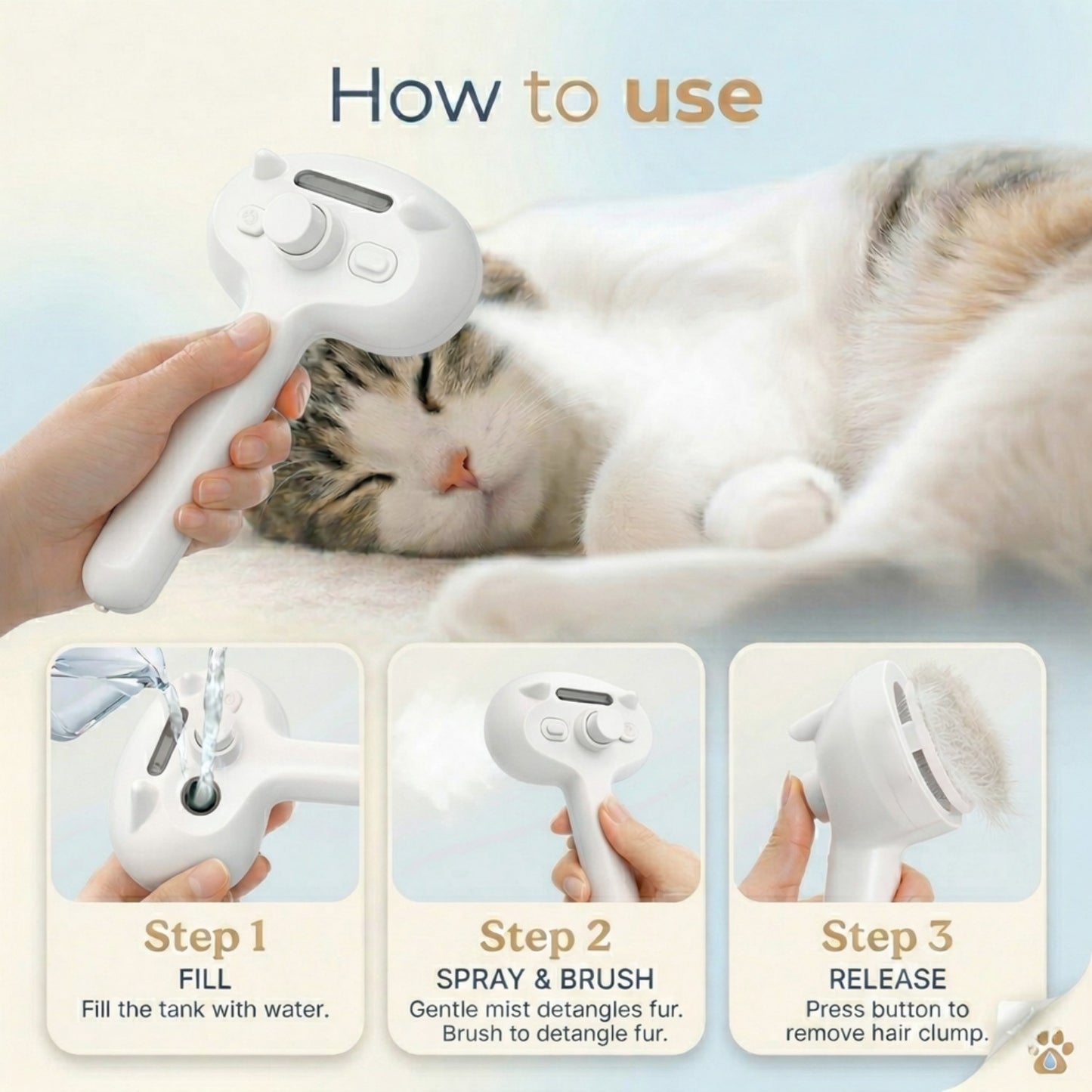 3 in 1 Self-Cleaning Steam Brush