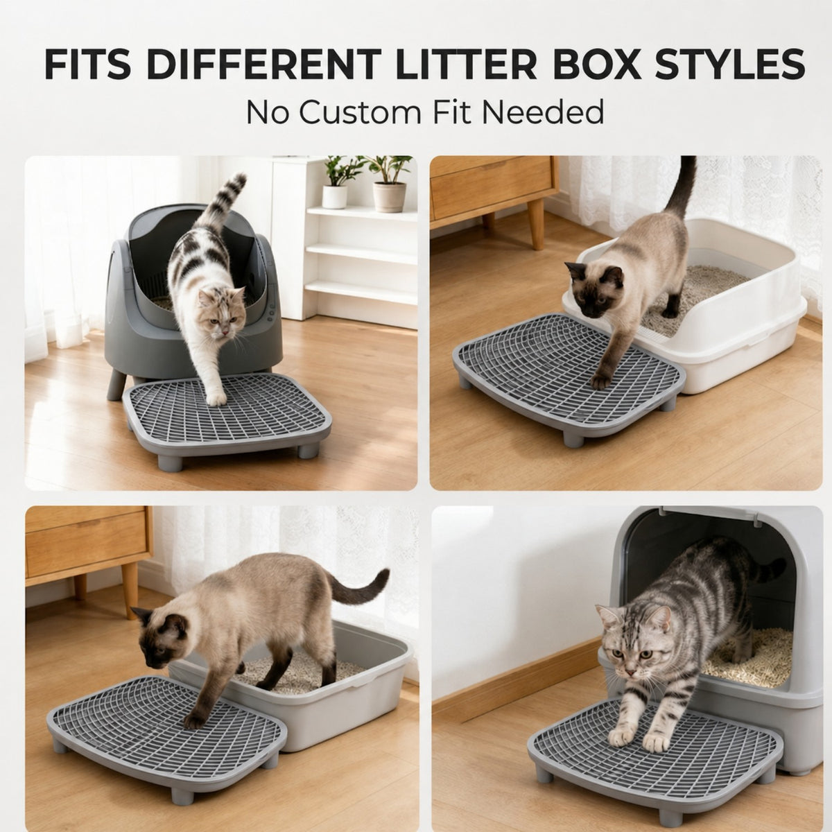 Adjustable Cat Litter Box Ramp, Large 20"x16" Anti-Tracking DoublLayer Platform with Mesh Sifter, Removable Tray for Easy Wash, Ideal for Small & Elderly Cats
