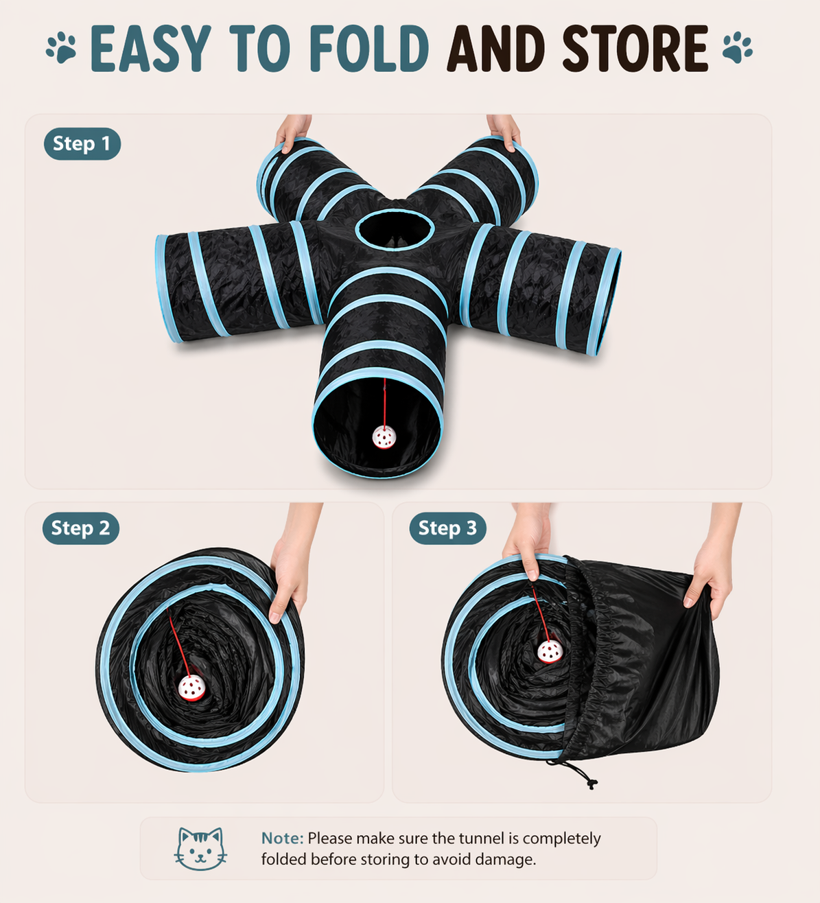 5-Way Collapsible Cat Tunnel for Indoor Cats