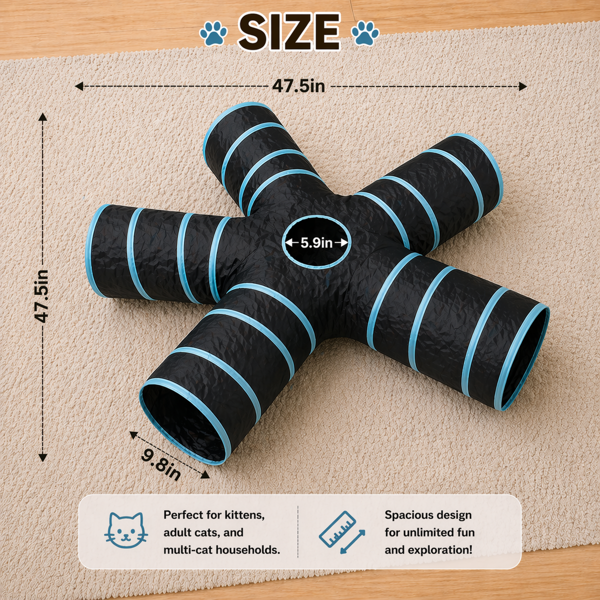 5-Way Collapsible Cat Tunnel for Indoor Cats