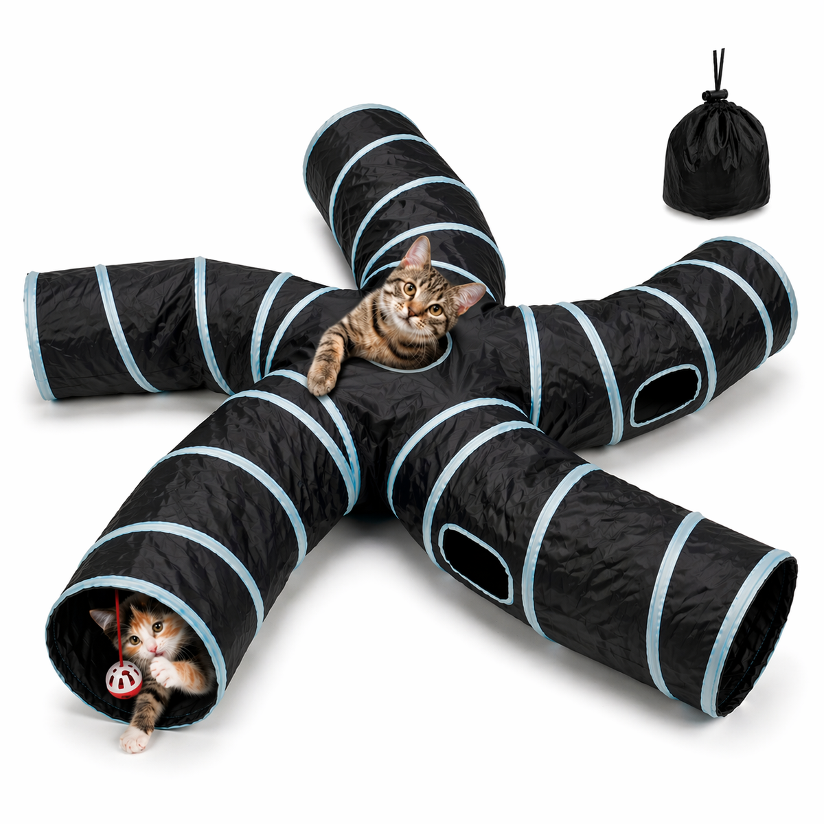 5-Way Collapsible Cat Tunnel for Indoor Cats