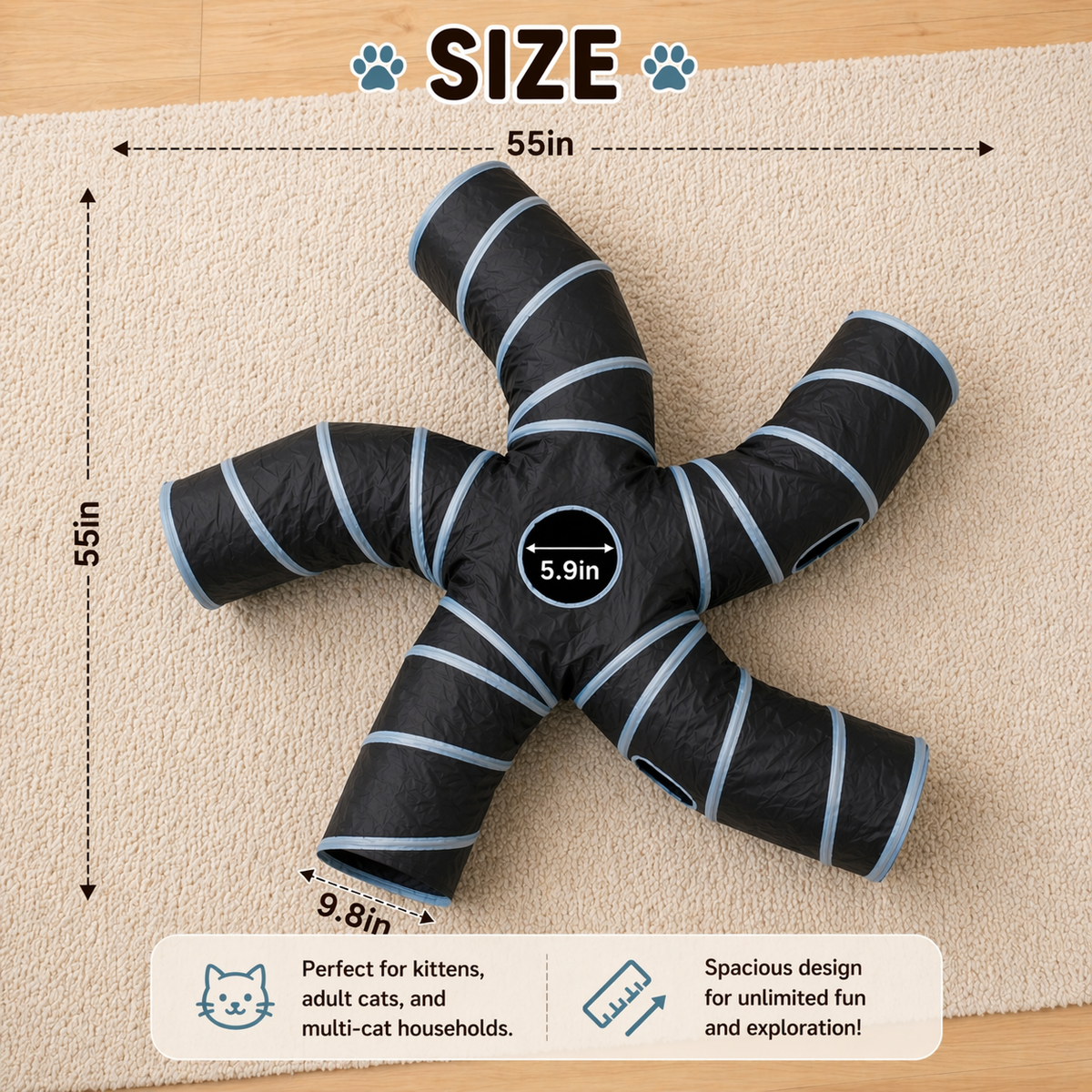 5-Way Collapsible Cat Tunnel for Indoor Cats