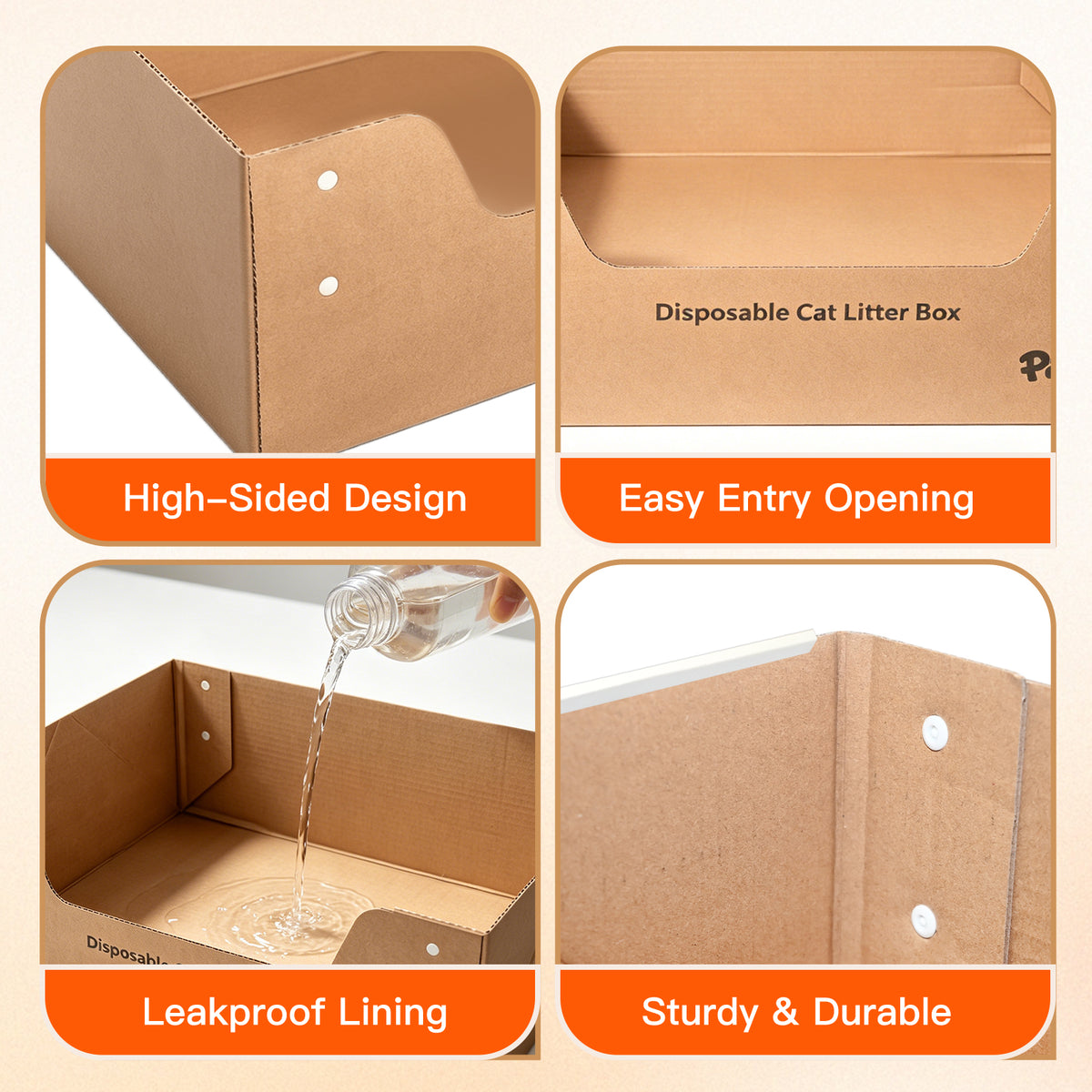 Leakproof High Sided Disposable Cat Litter Box, X Large, 3 Count