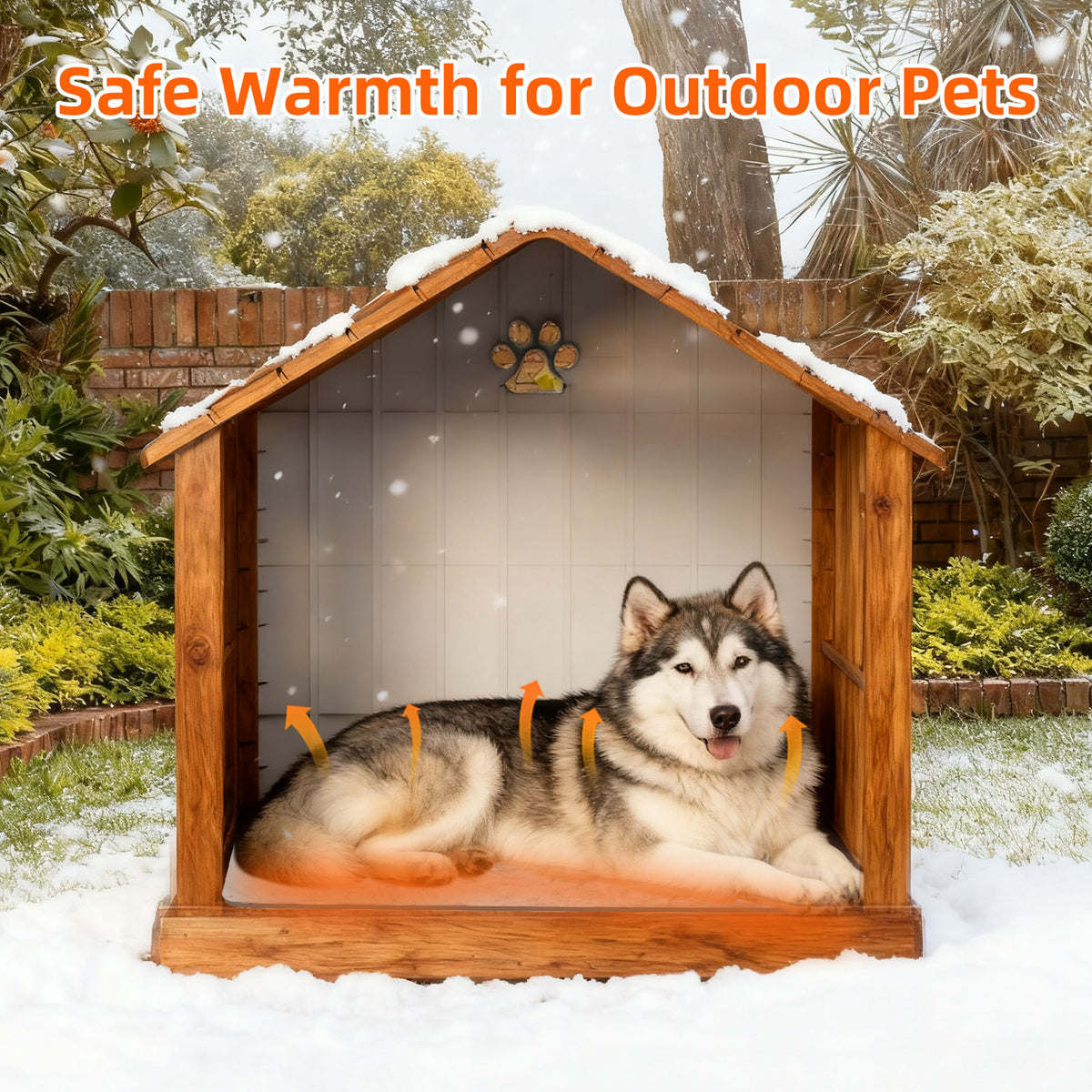 Pawward All-Weather Guard Heated Pad for Large Dogs 24x36 Inch Outdoor Warm Bed with Chew-Resistant Cable & Machine Washable Cover
